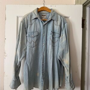 Wrangler Faded Blue Denim Shirt